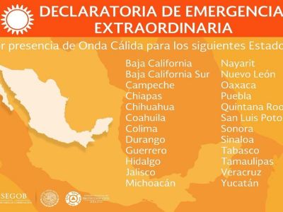 Activan Declaratoria de Emergencia Extraordinaria para 24 estados… Incluyen a Puebla